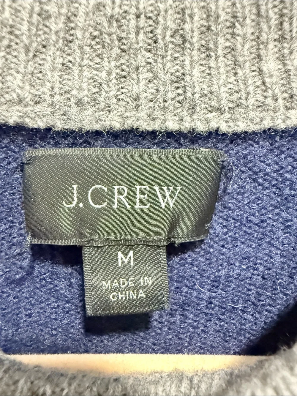 J. Crew merino wool blend Men's Navy, Camel & Gray Blocked Crewneck Sweater M